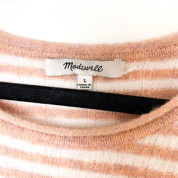 Madewell pink collette striped alpaca sweater L - Picture 4 of 7